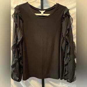 Cato Black Ruffle Sleeve Top (BIN4)